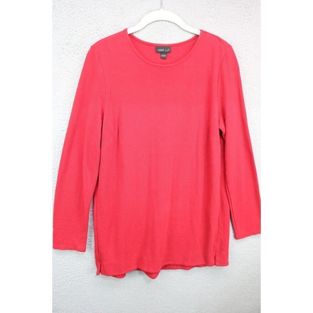 J.Jill Wearever Red Ribbed Long Sleeve Tunic Top-Size Medium